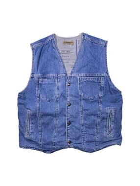 Vtg Levis - Blue Denim Reversible Newspaper Vest - Mens L